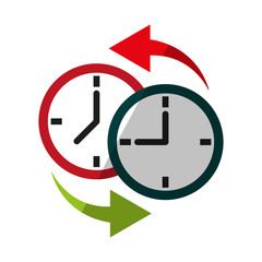 two clocks time zone change icon image vector illustration design 