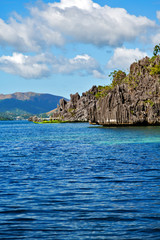 Obraz premium from a boat in beautiful panorama coastline sea and rock