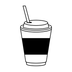 coffee beverage in disposable cup icon image vector illustration design 