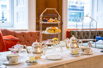 Classical london afternoon tea with english breakfast - obrazy, fototapety, plakaty