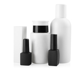 Set of cosmetic bottles, nail polish in black bottles