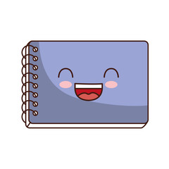 kawaii notebook icon over white background colorful design vector illustration