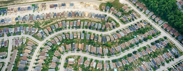 Foto auf Acrylglas Luftbild Aerial view of houses in residential suburbs, Toronto, Ontario, Canada.
