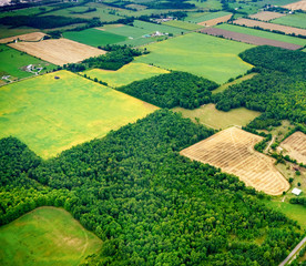 High angle view of agricultural land in Toronto, Ontario, Canada.