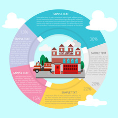 Naklejka premium Fire Station Infographic