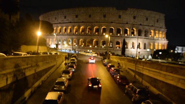 Night image of Coliseum in Rome, Italy