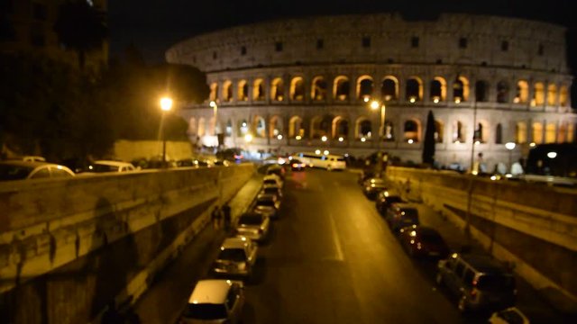 Night image of Coliseum in Rome, Italy