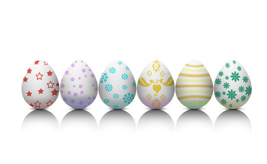 Colorful Easter eggs on white background