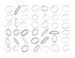 circles Vector Set of the hand drawn scribble circles.  element. Illustration on white background.