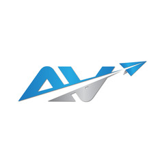 initial letter AV logo origami paper plane