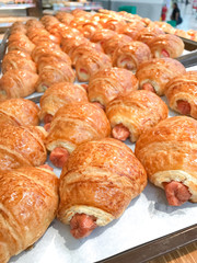 Sausage croissant in the food shop
