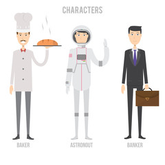 Character Set include baker, astronout and banker