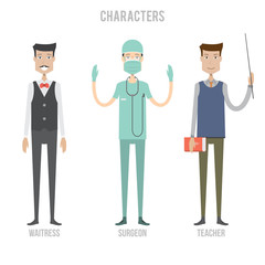 Character Set include waitress, surgeon and teacher