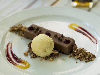 Homemade Fancy ice cream bar with a scoop of vanilla ice cream