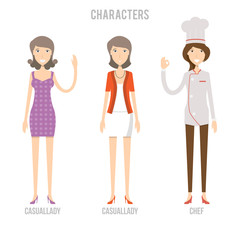 Obraz premium Character Set include casuallady and chef 
