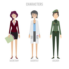 Character Set include secretary, soldier and scientist
