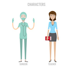 Fototapeta na wymiar Character Set include teacher and surgeon
