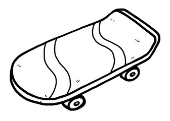 skateboard / cartoon vector and illustration, black and white, hand drawn, sketch style, isolated on white background.