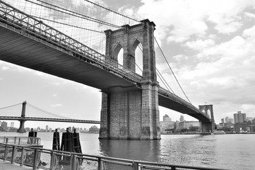 Monochromatic View of Brooklyn Bridge in New York City