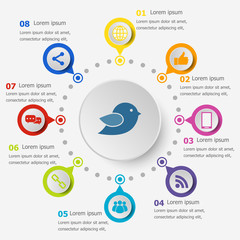 Infographic template with social media icons