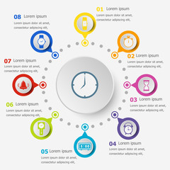 Infographic template with time icons