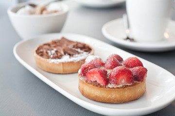 Strawberry Flan and chocolate flan