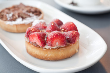 Strawberry Flan and chocolate flan