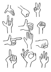 Hand icon collection. Sketchy style.