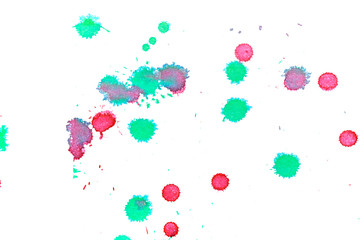 Abstract red green ink splash