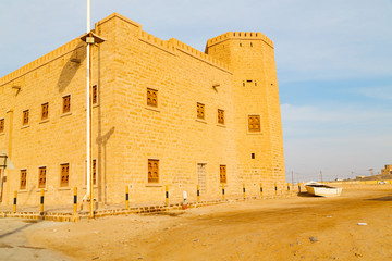 in oman    muscat    the   old defensive  fort battlesment sky and  star brick