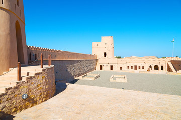 in oman    muscat    the   old defensive  fort battlesment sky and  star brick
