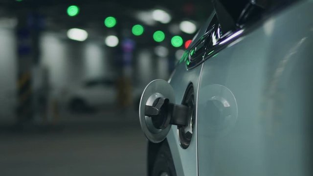 Opening Power Socket of Electric Car. 4K