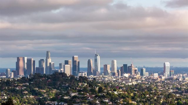 Downtown Los Angeles and Griffith Park Winter Day Timelapse