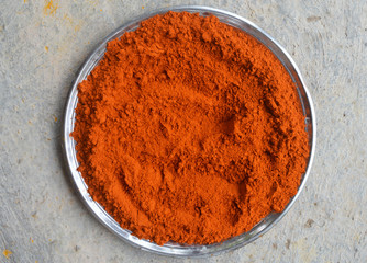 Red Chili Powder Isolated  top view