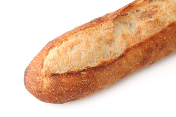 まな板にのせた バゲット フランスパン クローズアップ 白背景