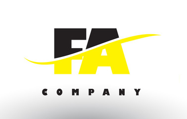 FA F A Black and Yellow Letter Logo with Swoosh.