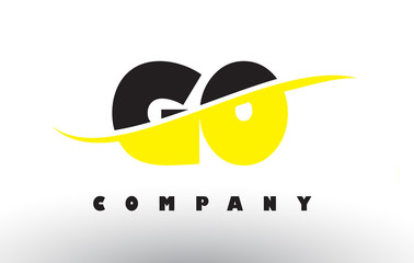 GO G O Black and Yellow Letter Logo with Swoosh.