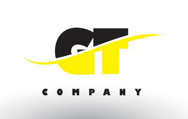 GT G T Black and Yellow Letter Logo with Swoosh.