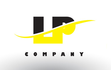 LP L P Black and Yellow Letter Logo with Swoosh.