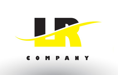 LR L R Black and Yellow Letter Logo with Swoosh.