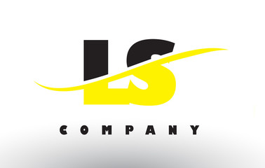 LS L S Black and Yellow Letter Logo with Swoosh.