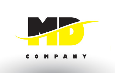 MD M D Black and Yellow Letter Logo with Swoosh.