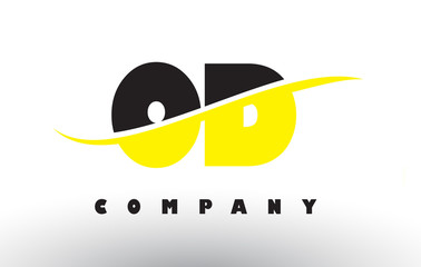 OD O D Black and Yellow Letter Logo with Swoosh.