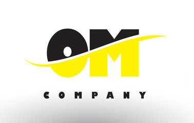 OM O M Black and Yellow Letter Logo with Swoosh.