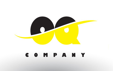 OQ O Q Black and Yellow Letter Logo with Swoosh.