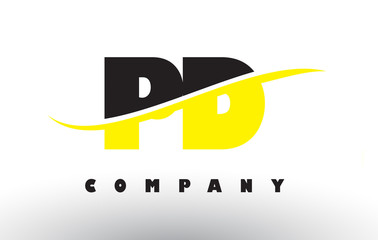 PD P D Black and Yellow Letter Logo with Swoosh.