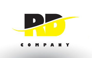 RD R D Black and Yellow Letter Logo with Swoosh.