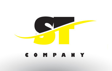 ST S T Black and Yellow Letter Logo with Swoosh.