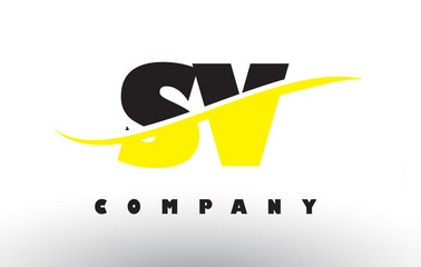 SV S V Black and Yellow Letter Logo with Swoosh.