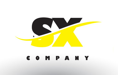 SX S X Black and Yellow Letter Logo with Swoosh.